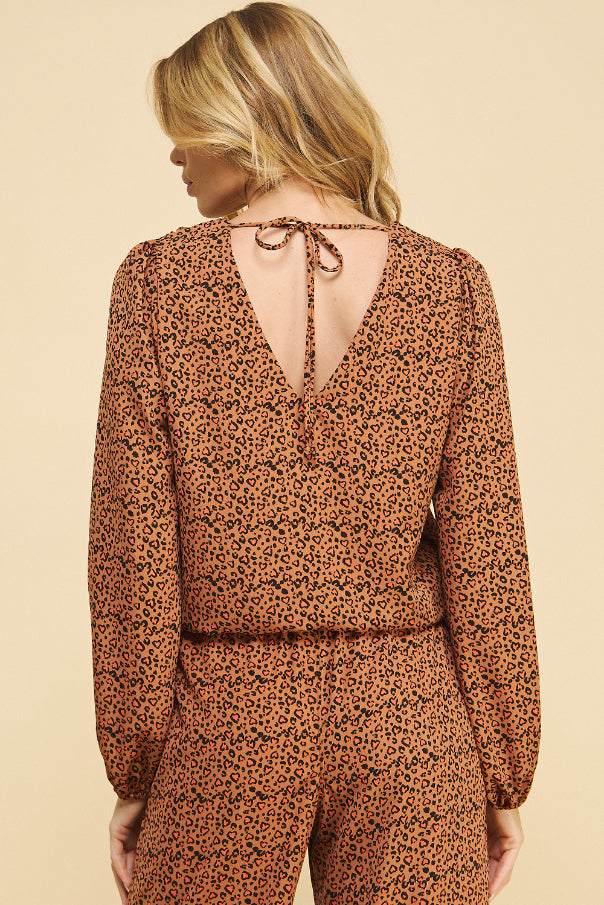 Leopard Heart Print Top