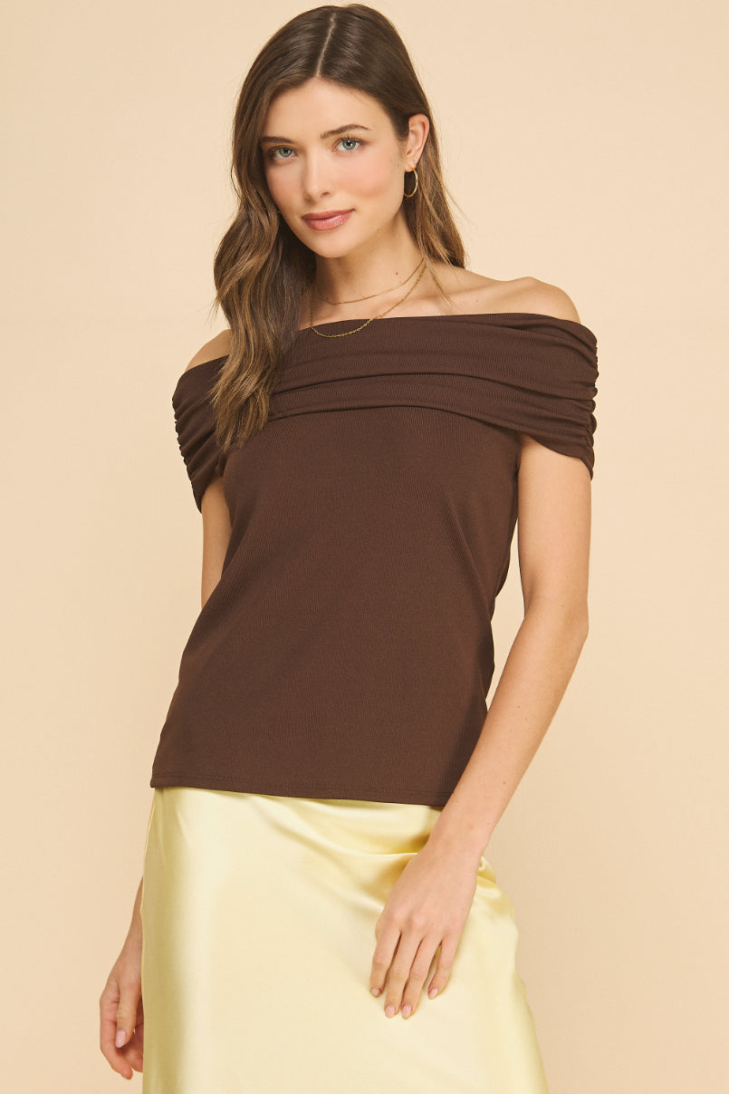 Off the shoulder Rib Top