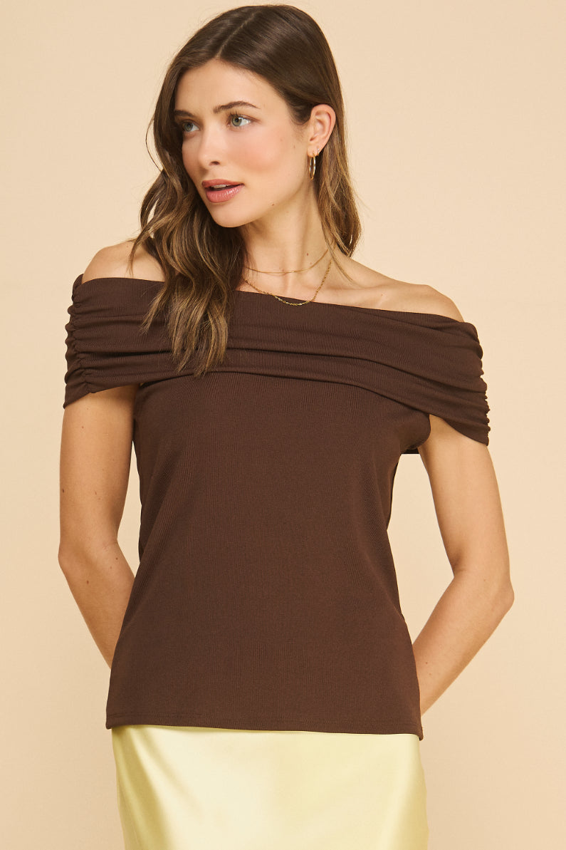 Off the shoulder Rib Top