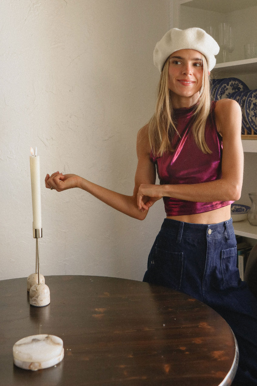 Metallic Cropped Top