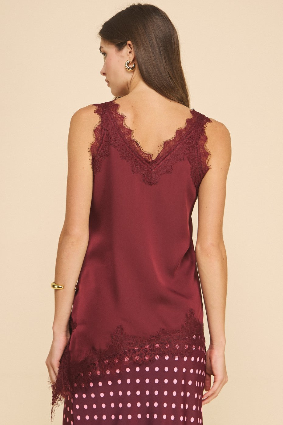 Belle Lace Trim Satin Tank
