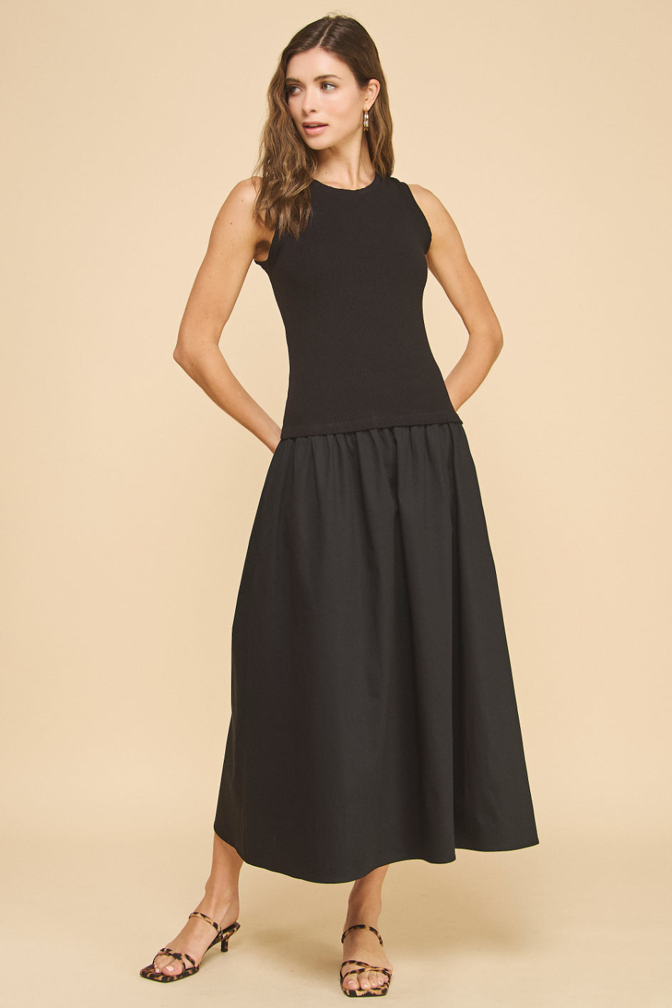 Drop-Waist Midi Dress