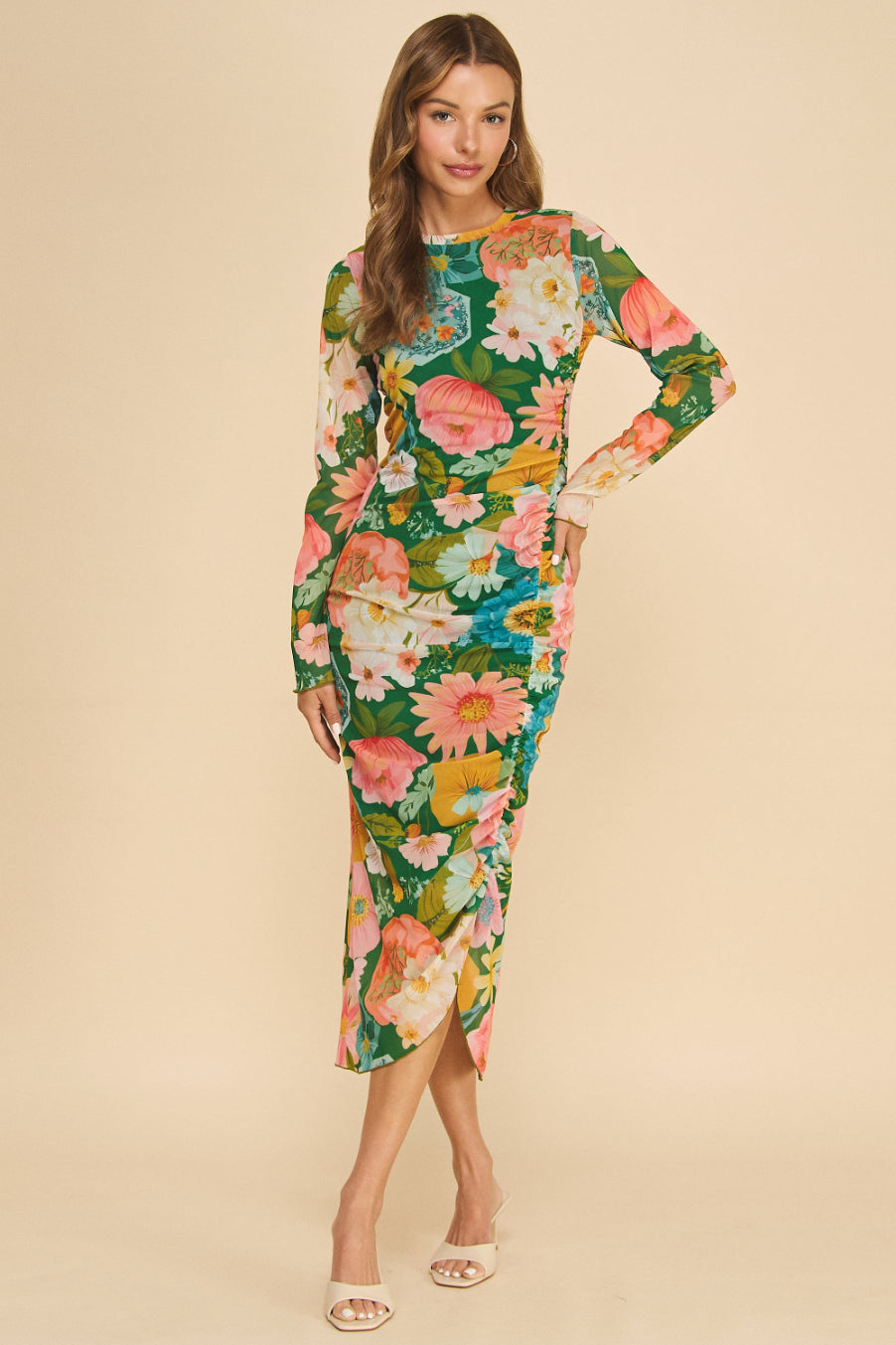 Printed Mesh Dress
