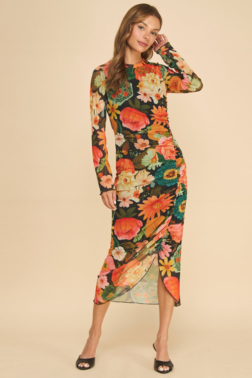 Printed Mesh Dress