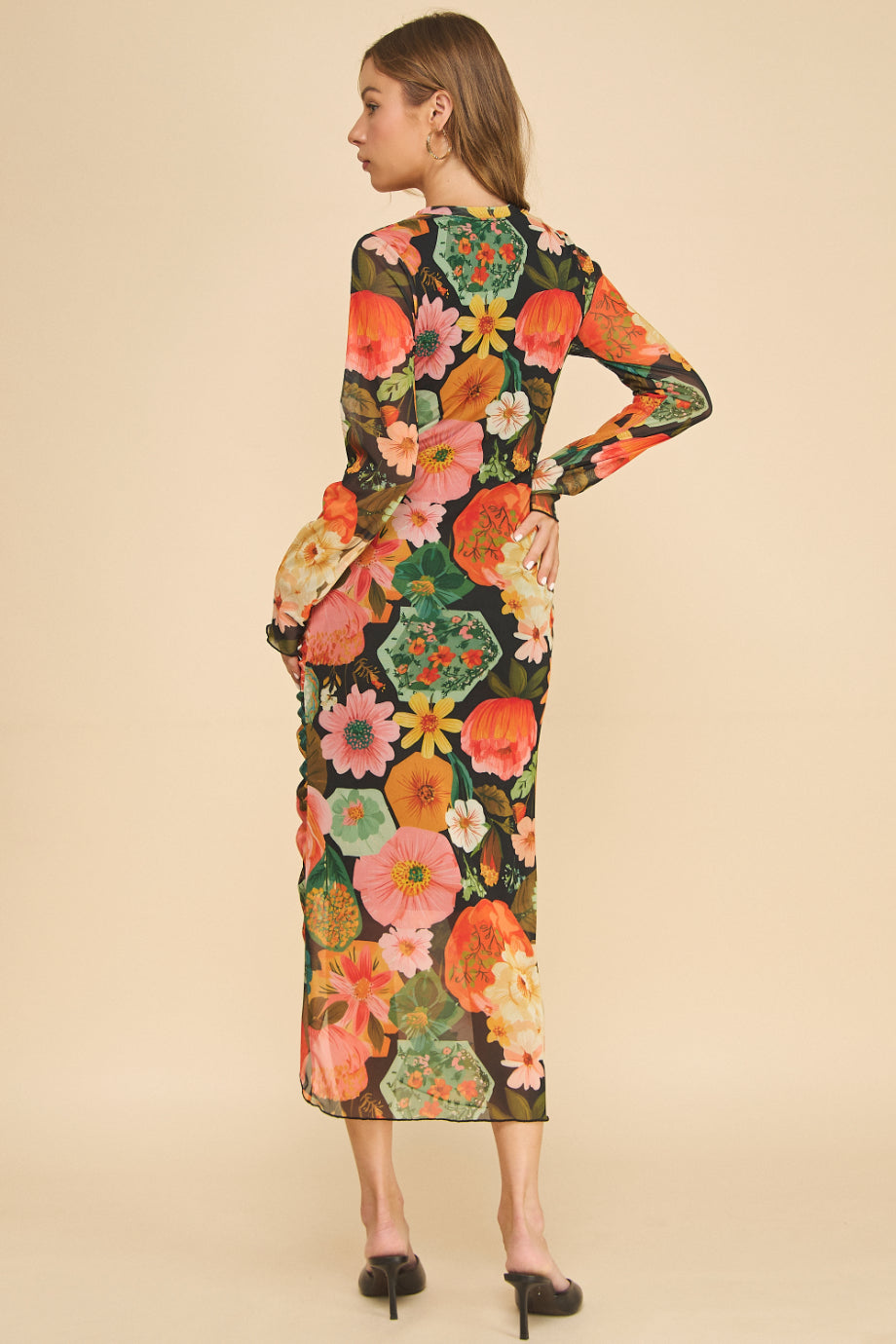 Printed Mesh Dress