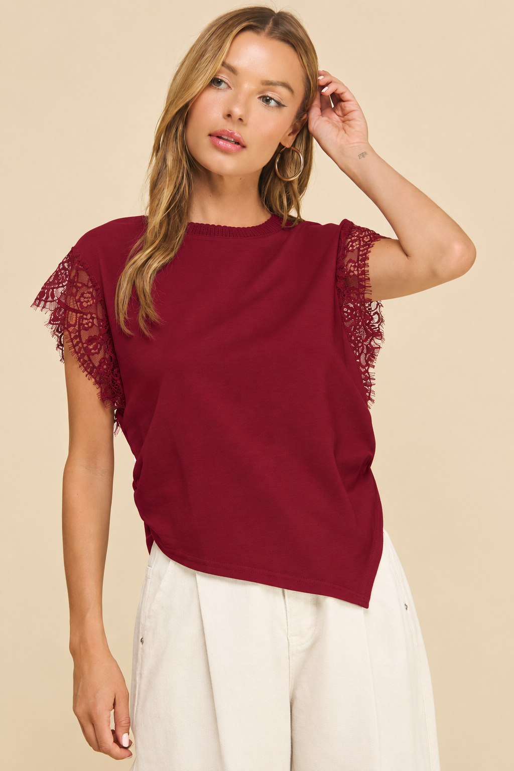 Aria Lace Sleeve Tee