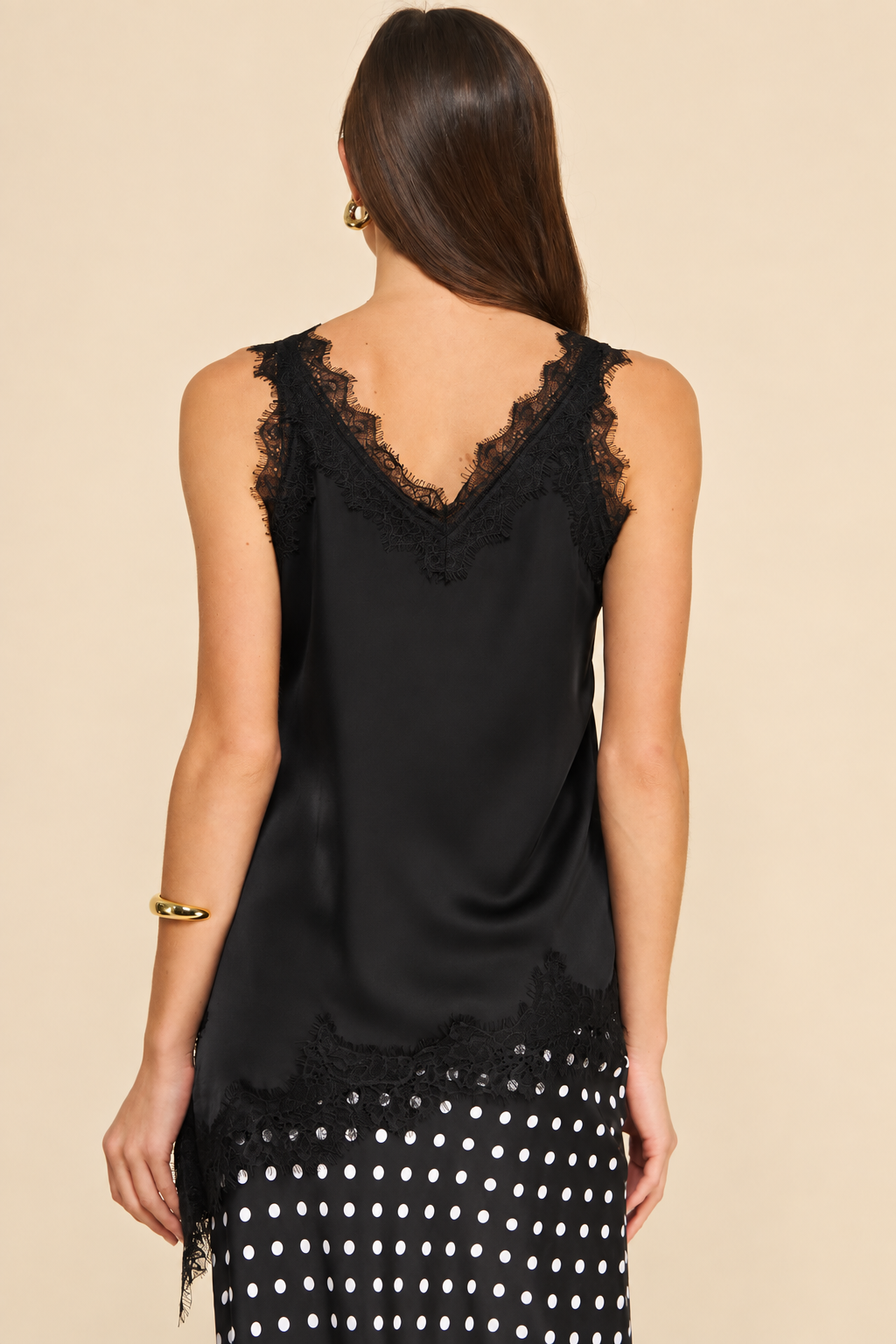 Belle Lace Trim Satin Tank