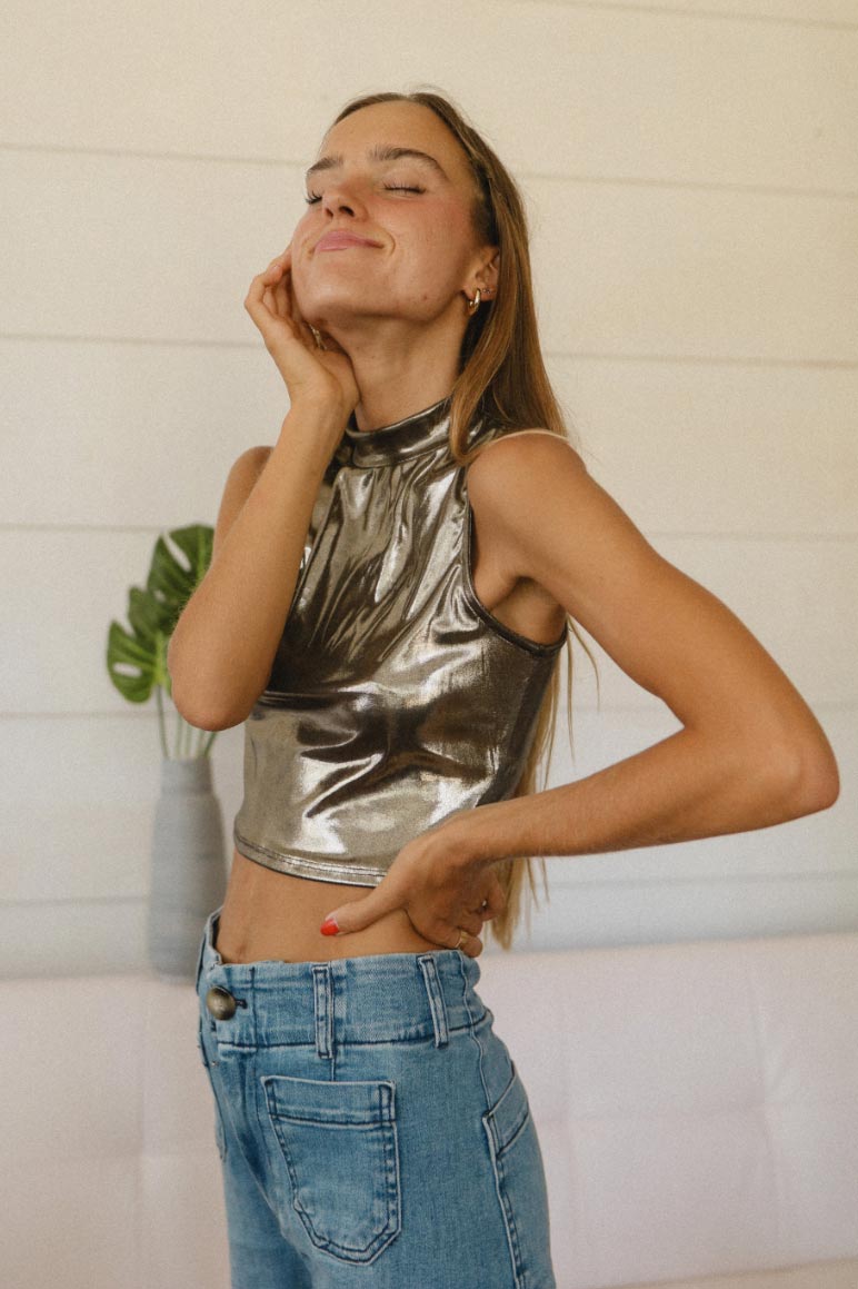 Metallic Cropped Top