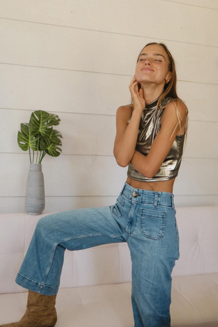 Metallic Cropped Top