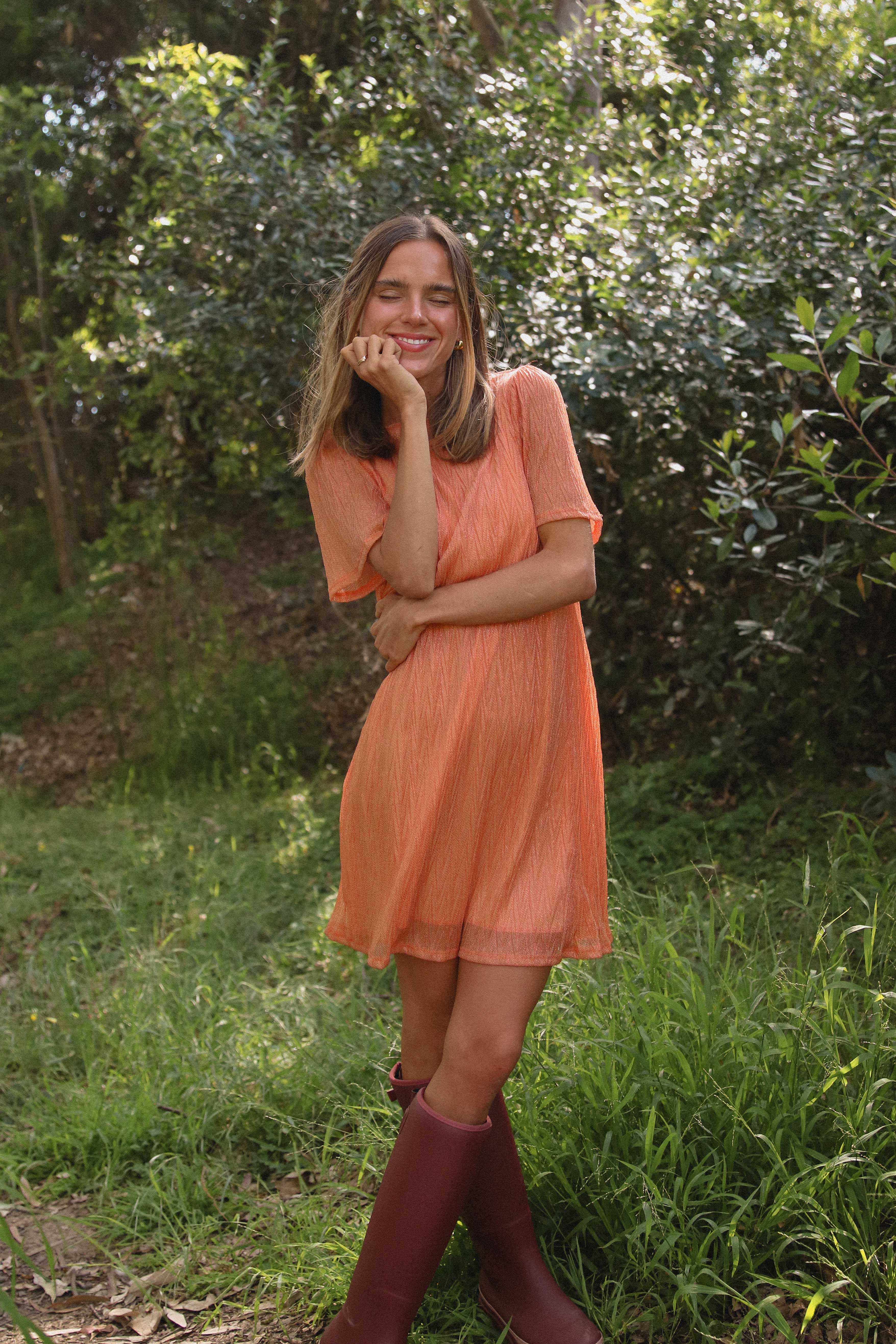 Pleated Knit Ombré Dress