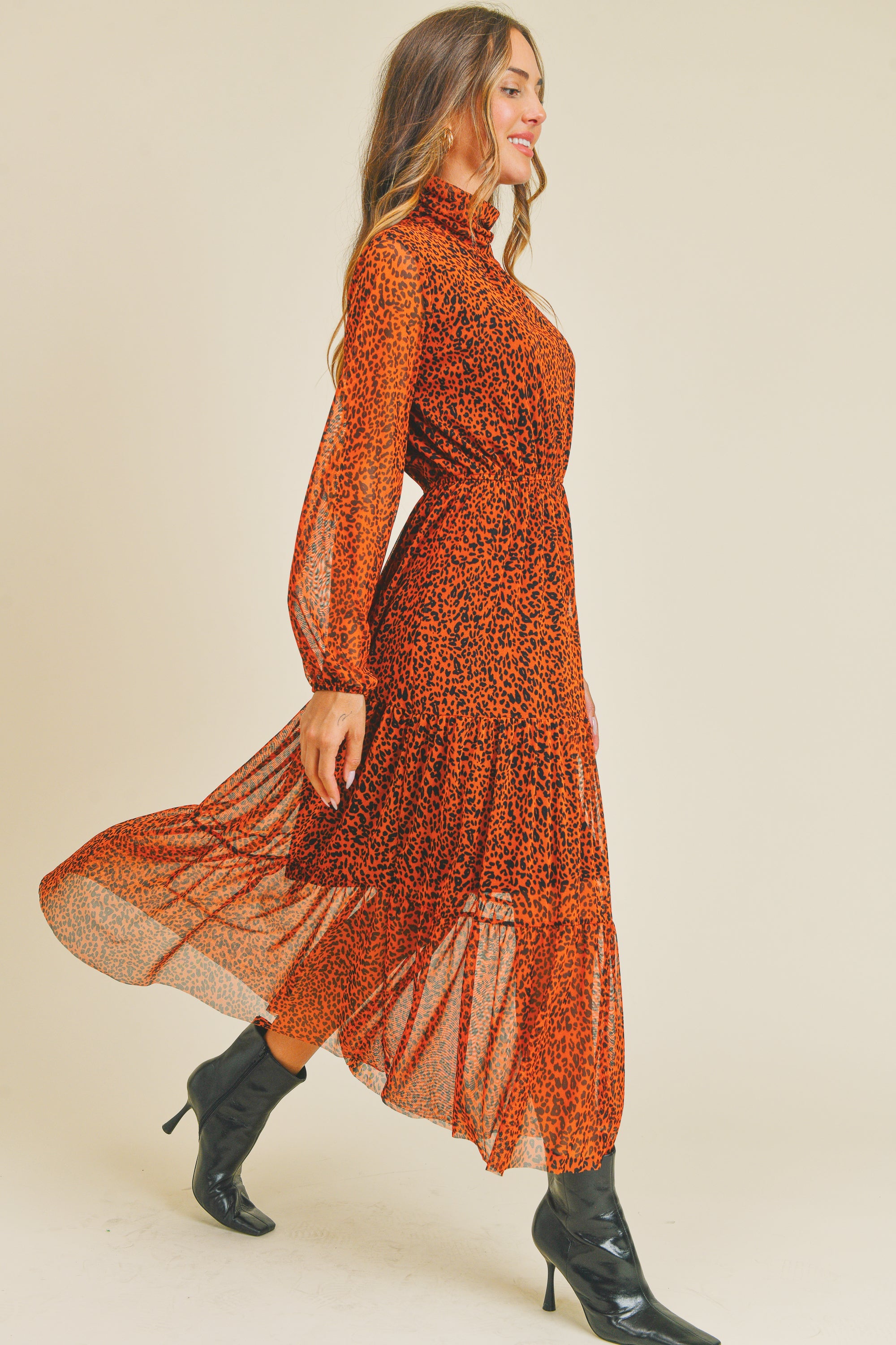 Animal Print Mesh Dress