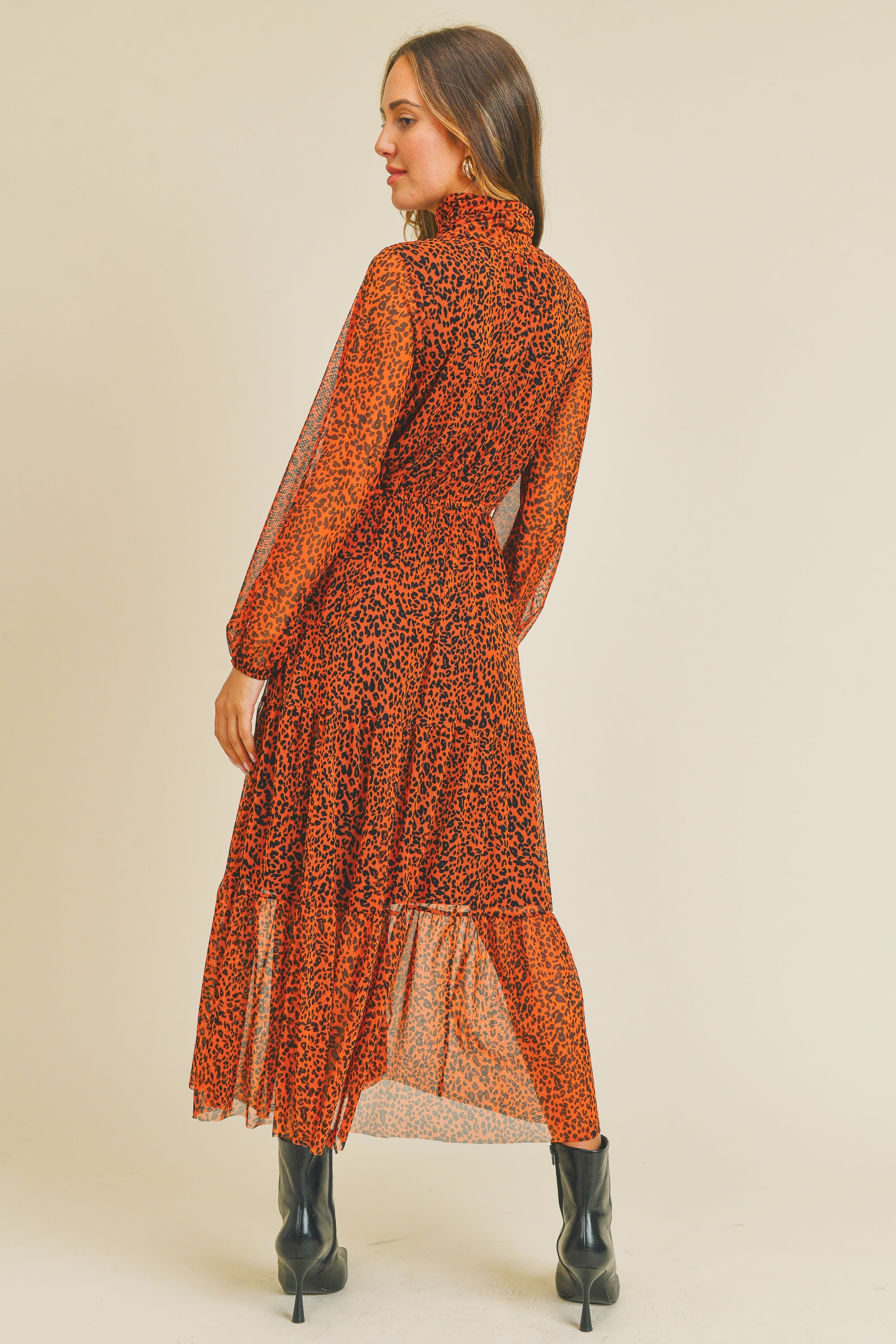 Animal Print Mesh Dress