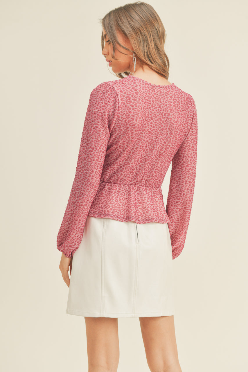 Shiny Animal Print Knot Top