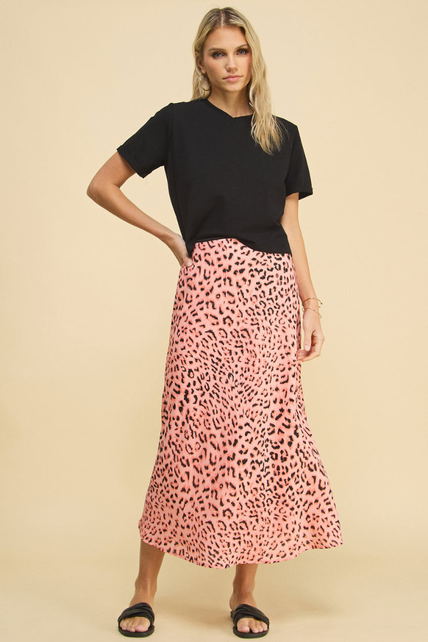 Animal Print Slip Skirt