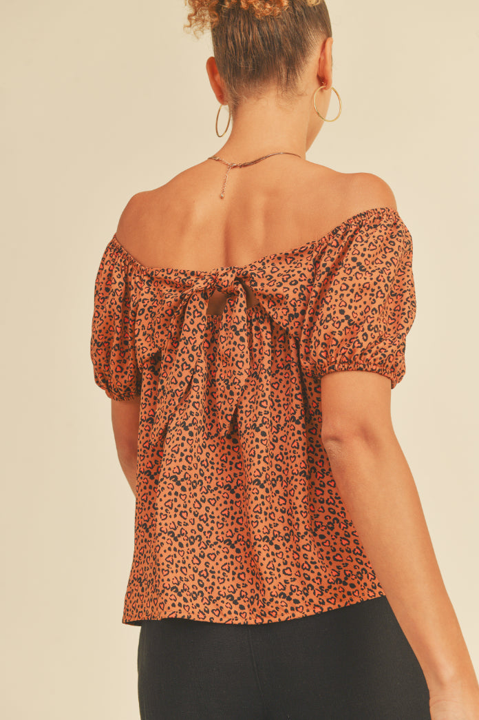 Leopard Heart Print Top