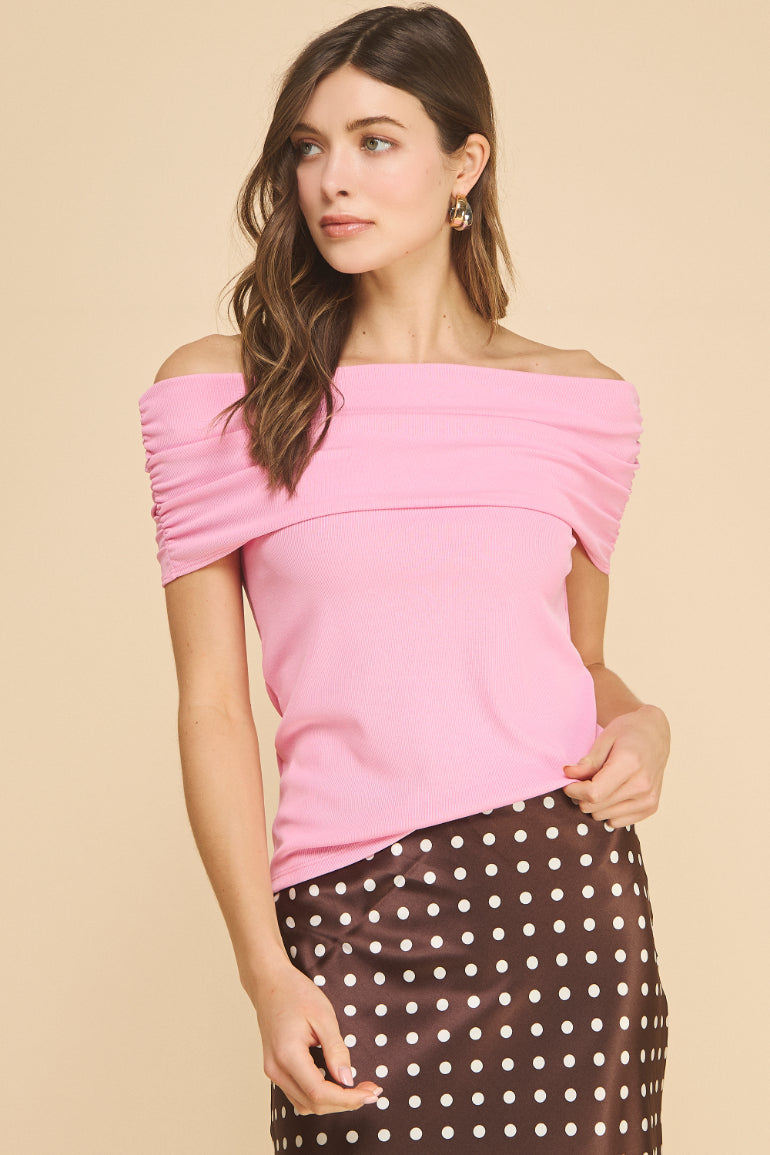 Off the shoulder Rib Top