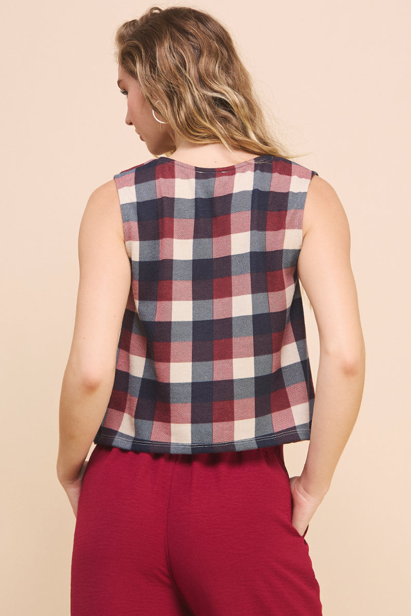 Ava Plaid Tie Vest