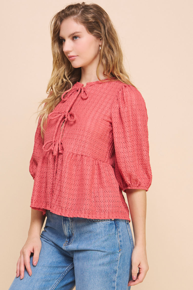 Gwyneth Peplum Tie Top