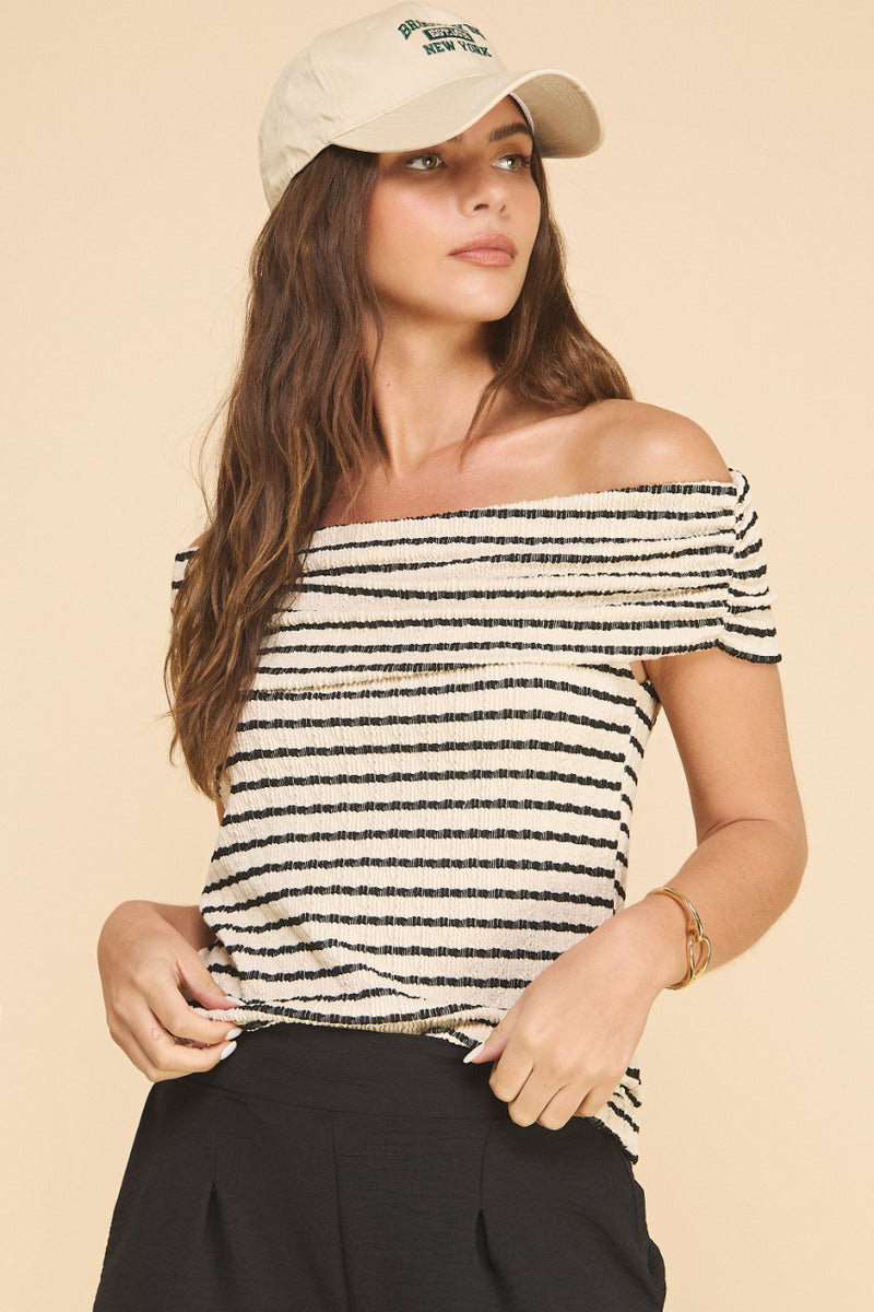 Off the shoulder Striped Top