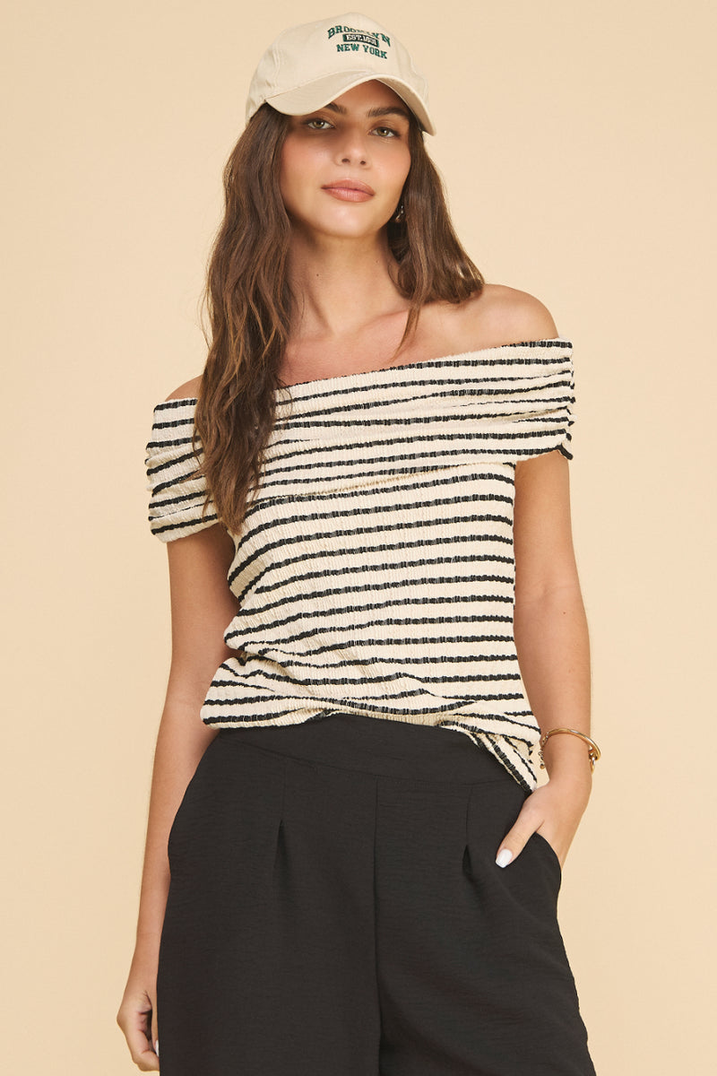 Off the shoulder Striped Top