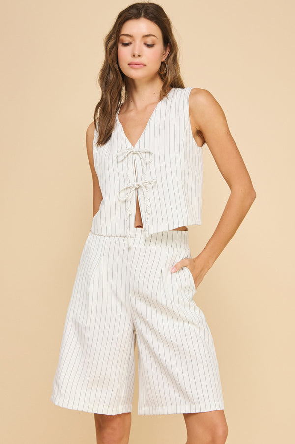 Pin Stripe Front Tie Vest