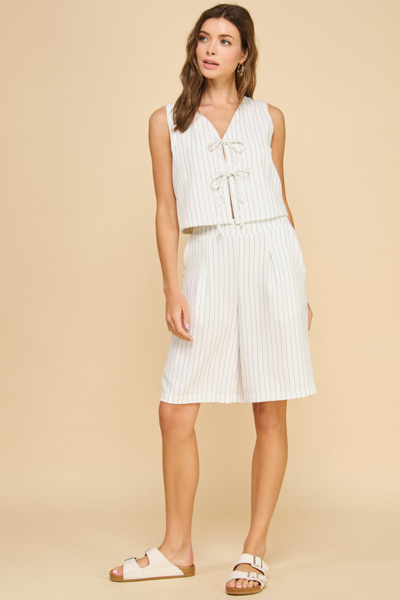 Pin Stripe Front Tie Vest