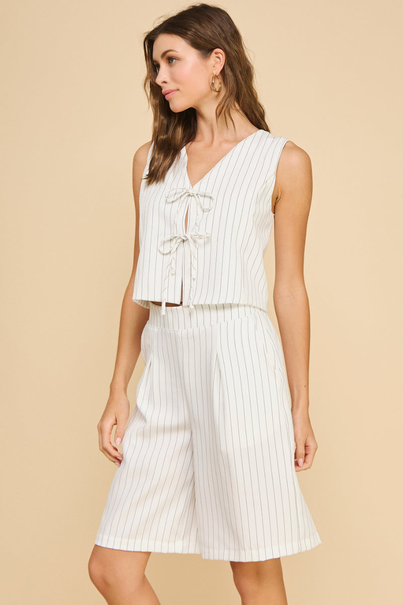 Pin Stripe Front Tie Vest