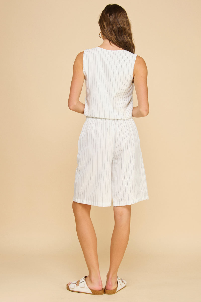 Pin Stripe Front Tie Vest