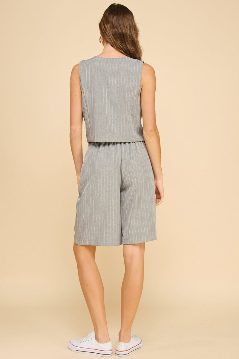 Pin Stripe Front Tie Vest