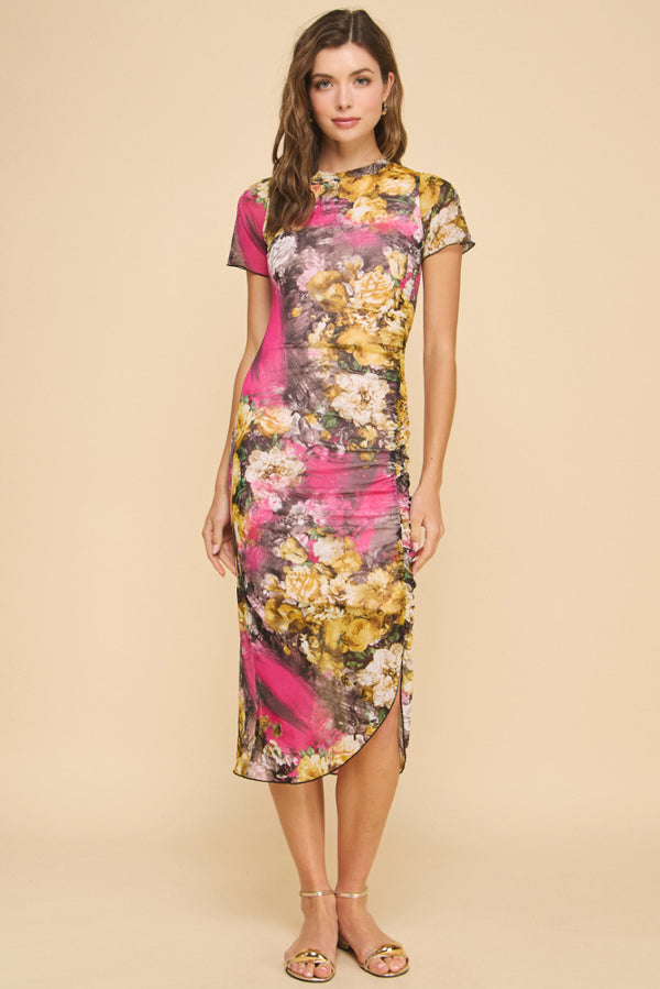 Mesh Ruched Dress