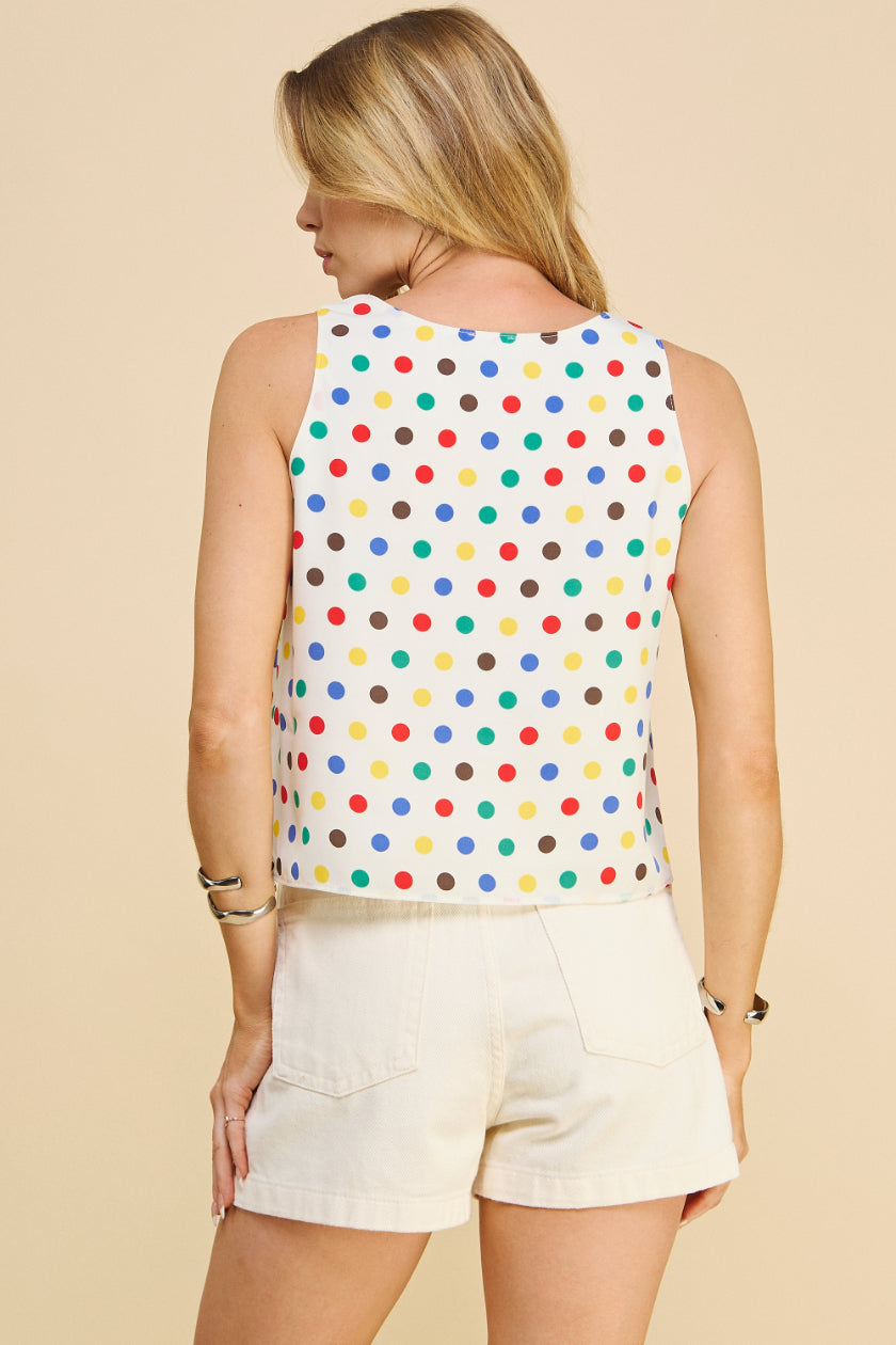 Polkadot V Neck Top