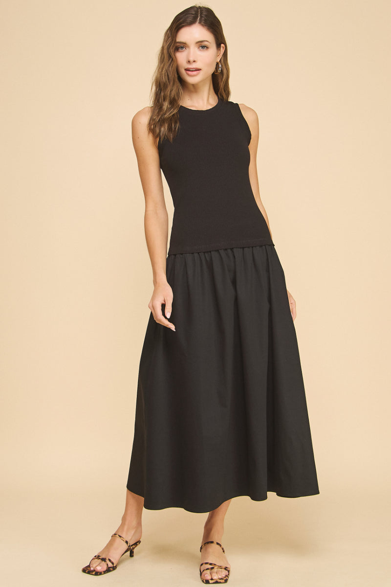 sachin and babi light blue dress Drop-Waist Mixed Media Midi Dress
