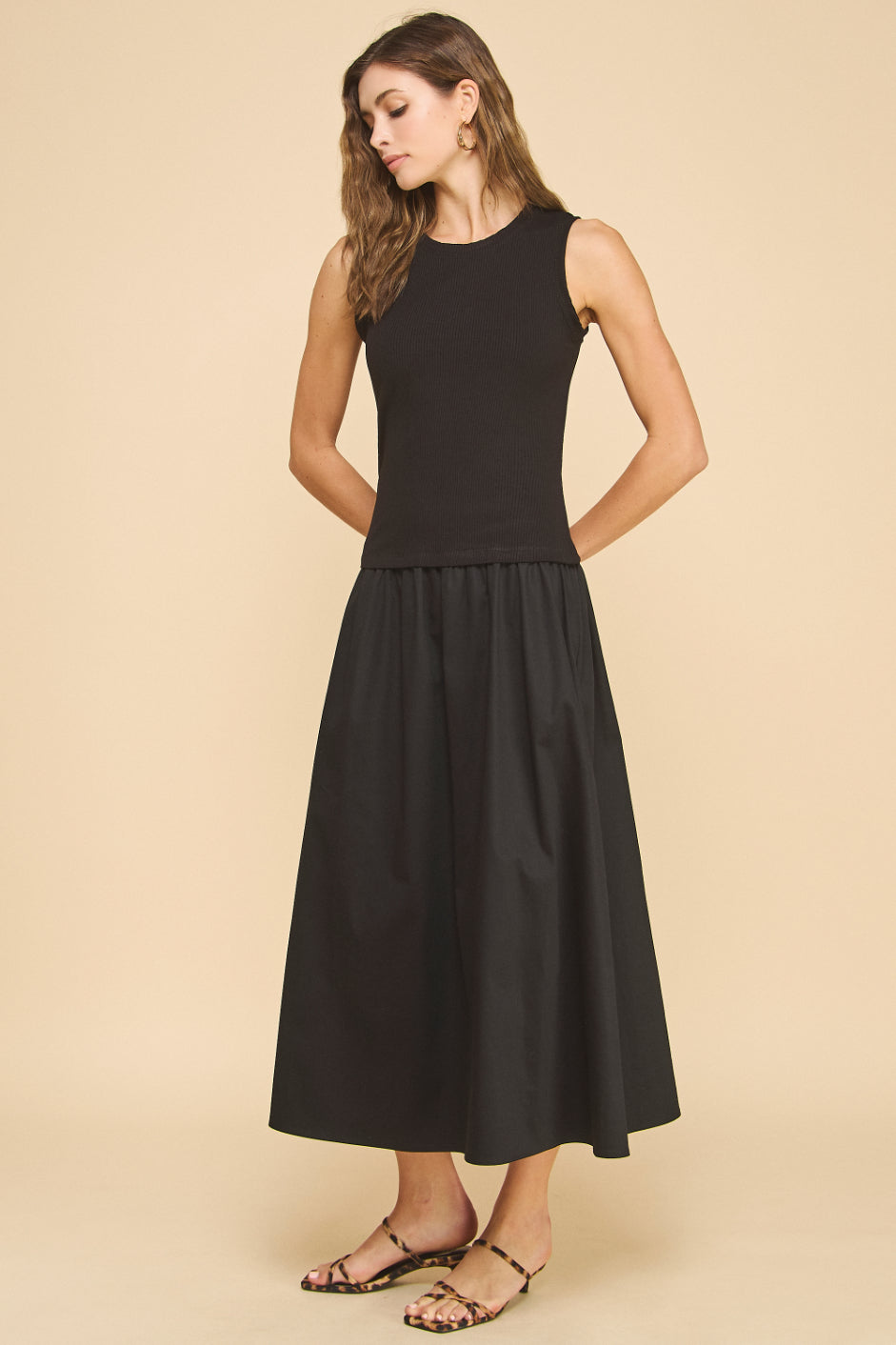 Drop-Waist Midi Dress