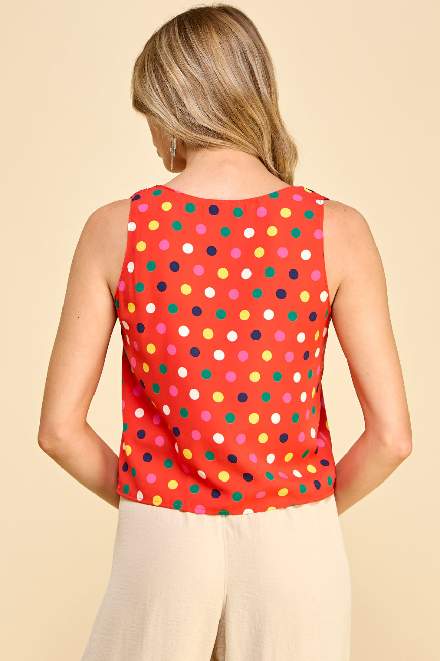 Polkadot V Neck Top