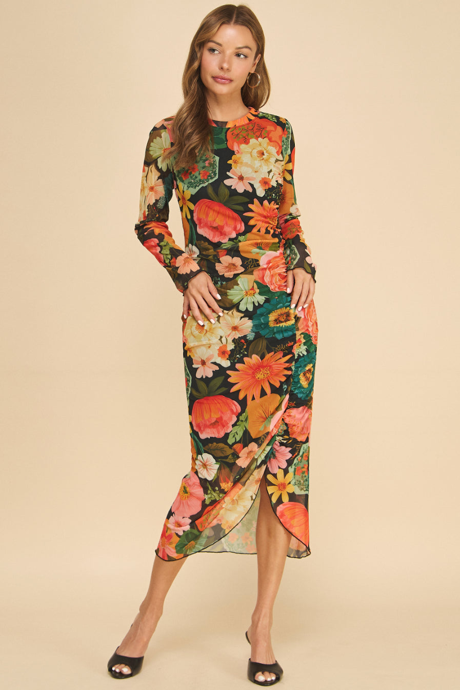 Printed Mesh Dress