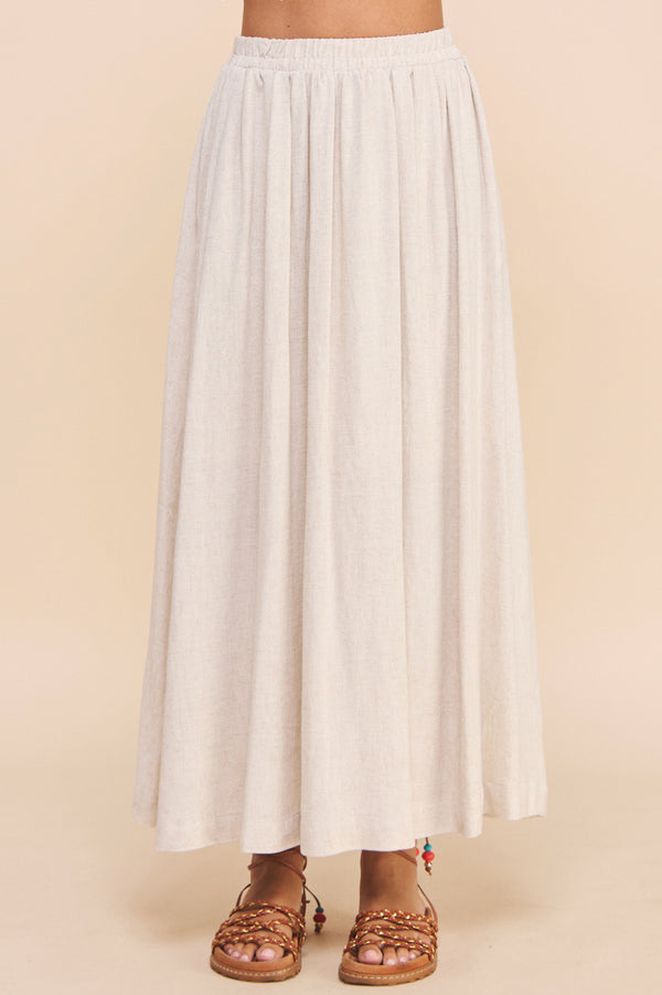Linen Blend Maxi Skirt