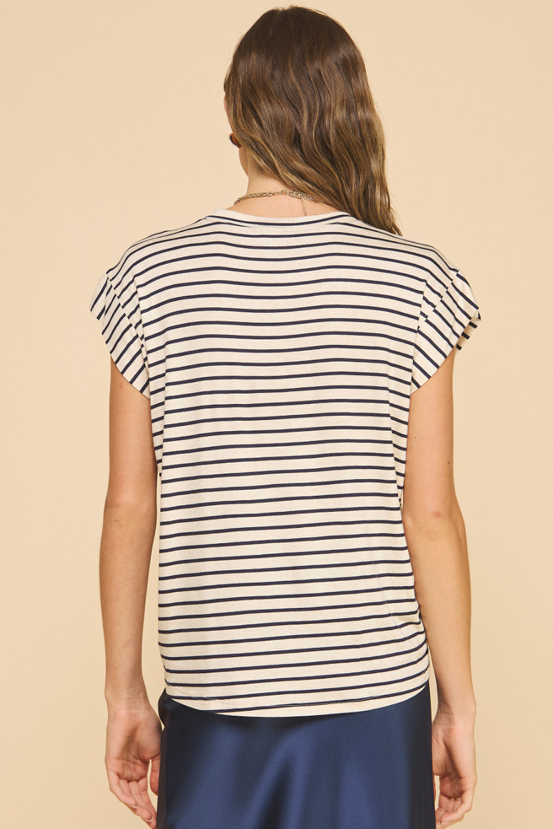 Hei V Neck Striped Tee