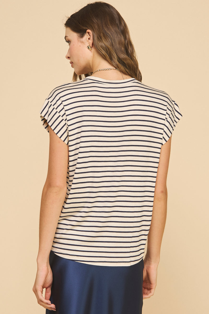 Hei V Neck Striped Tee