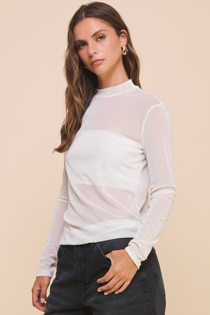 Mesh Top with Silver Embellishments