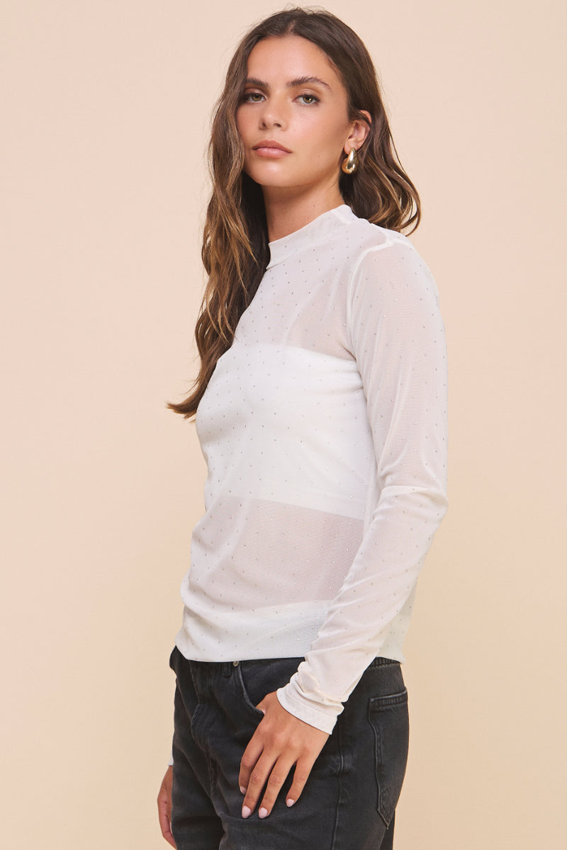 Mesh Top with Silver Embellishments