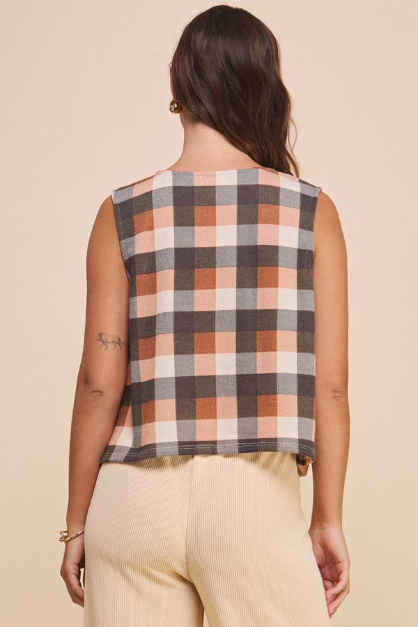 Ava Plaid Tie Vest