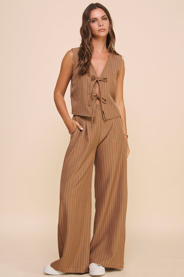 Pin Stripe Front Tie Vest