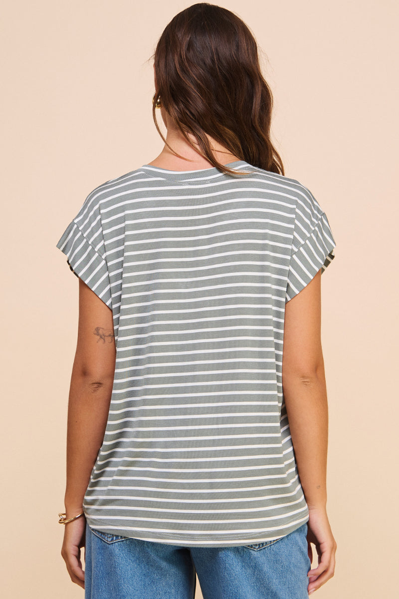 Hei V Neck Striped Tee