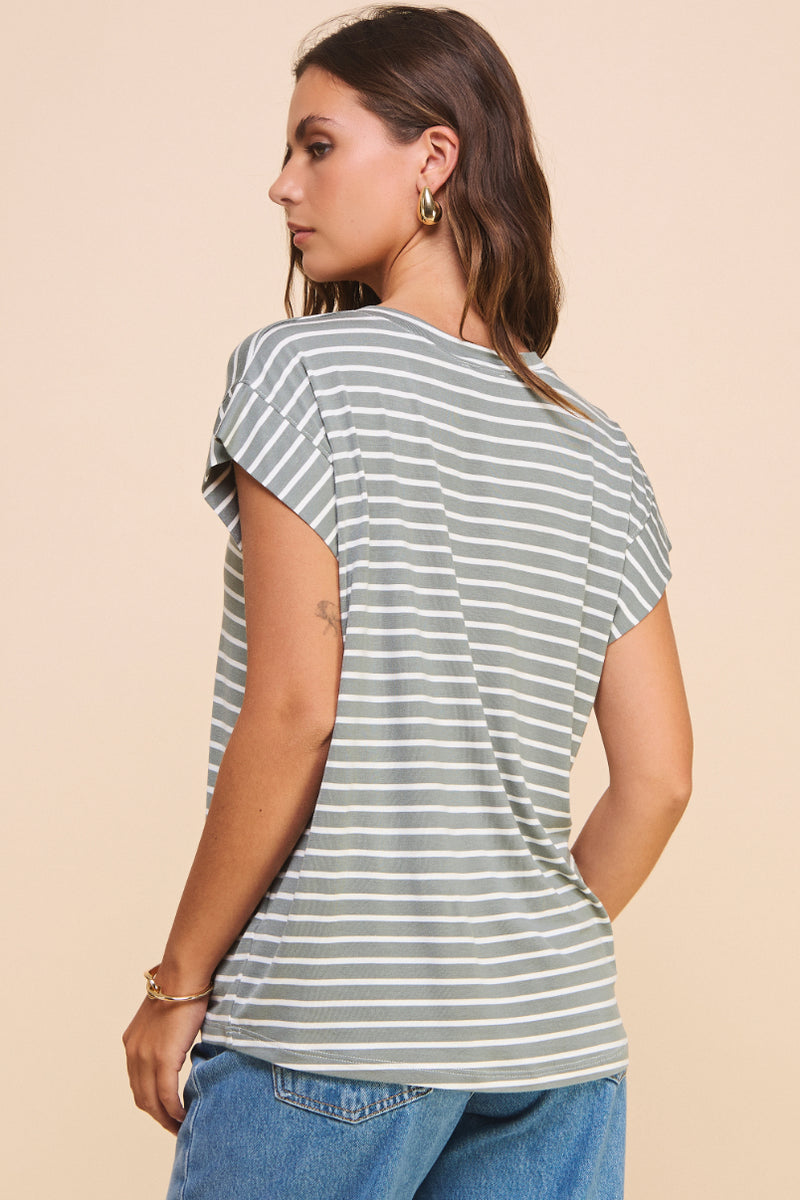 Hei V Neck Striped Tee