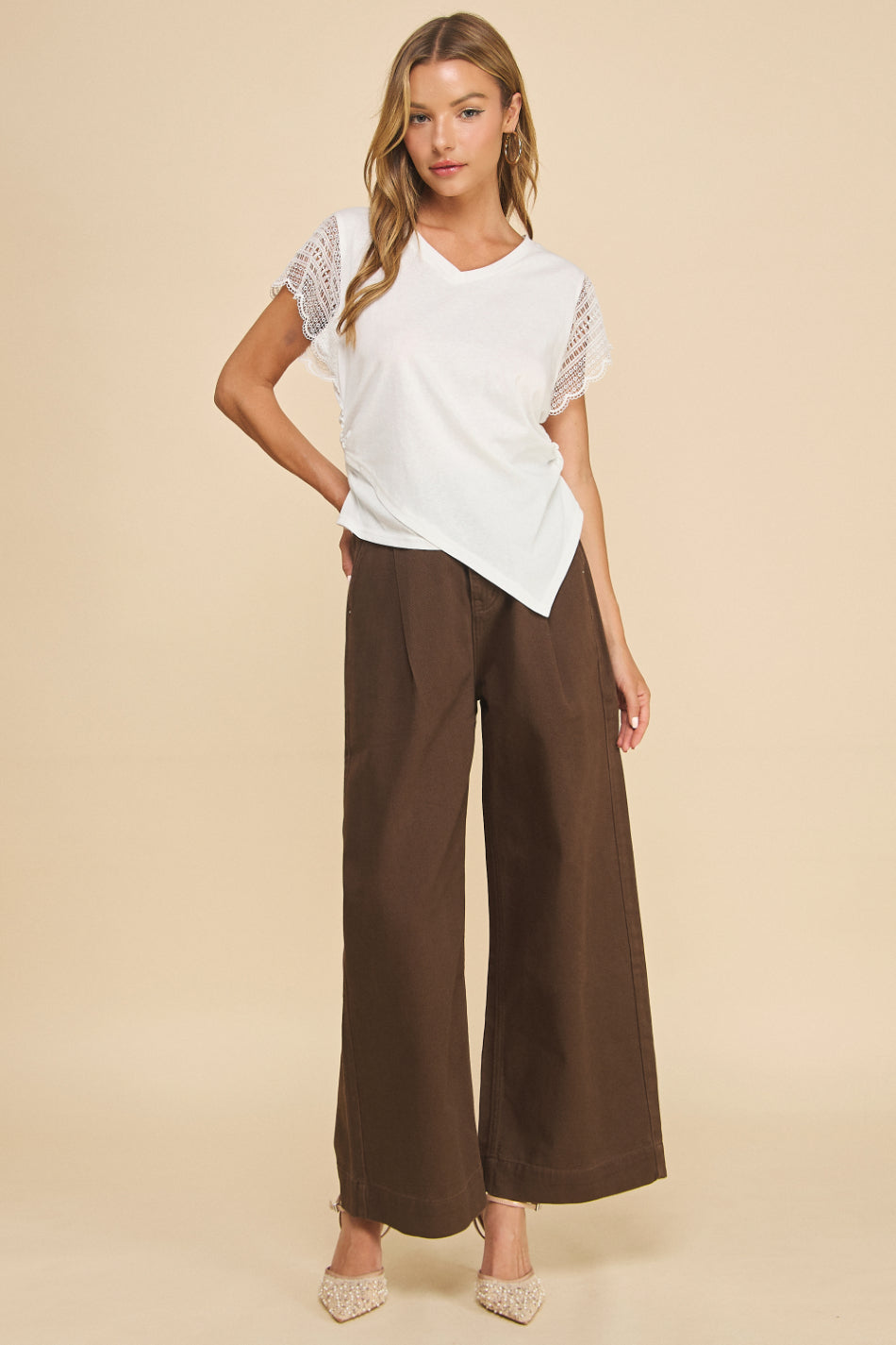 Ivy Wide Leg Twill Pants