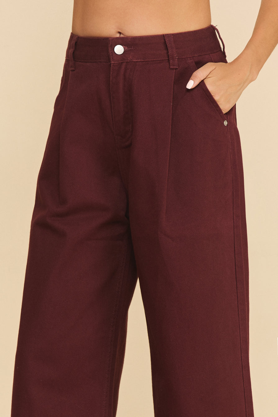 Ivy Wide Leg Twill Pants