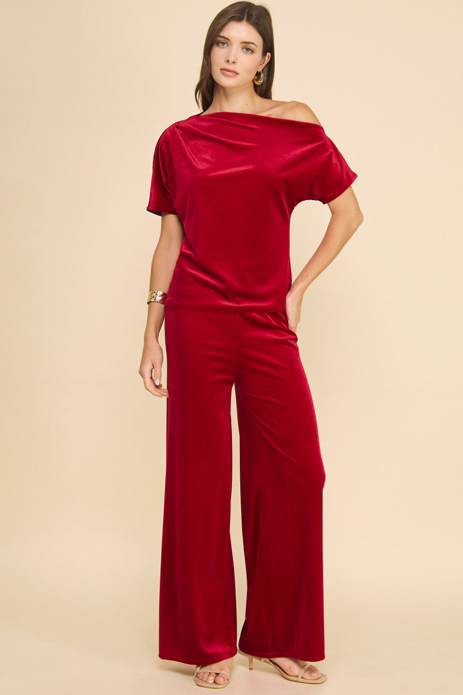 Velvet Allure One Shoulder Top