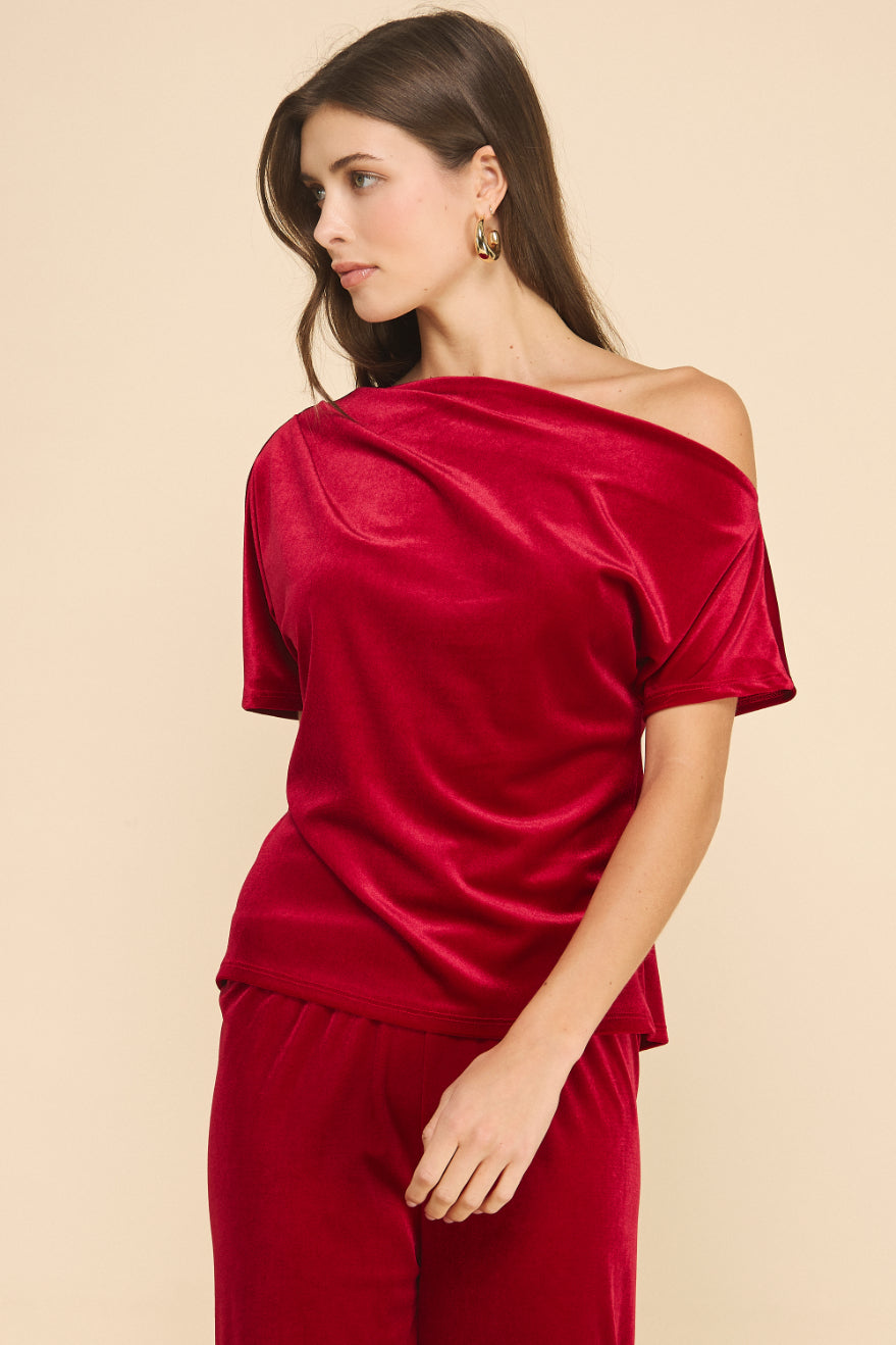 Velvet Allure One Shoulder Top