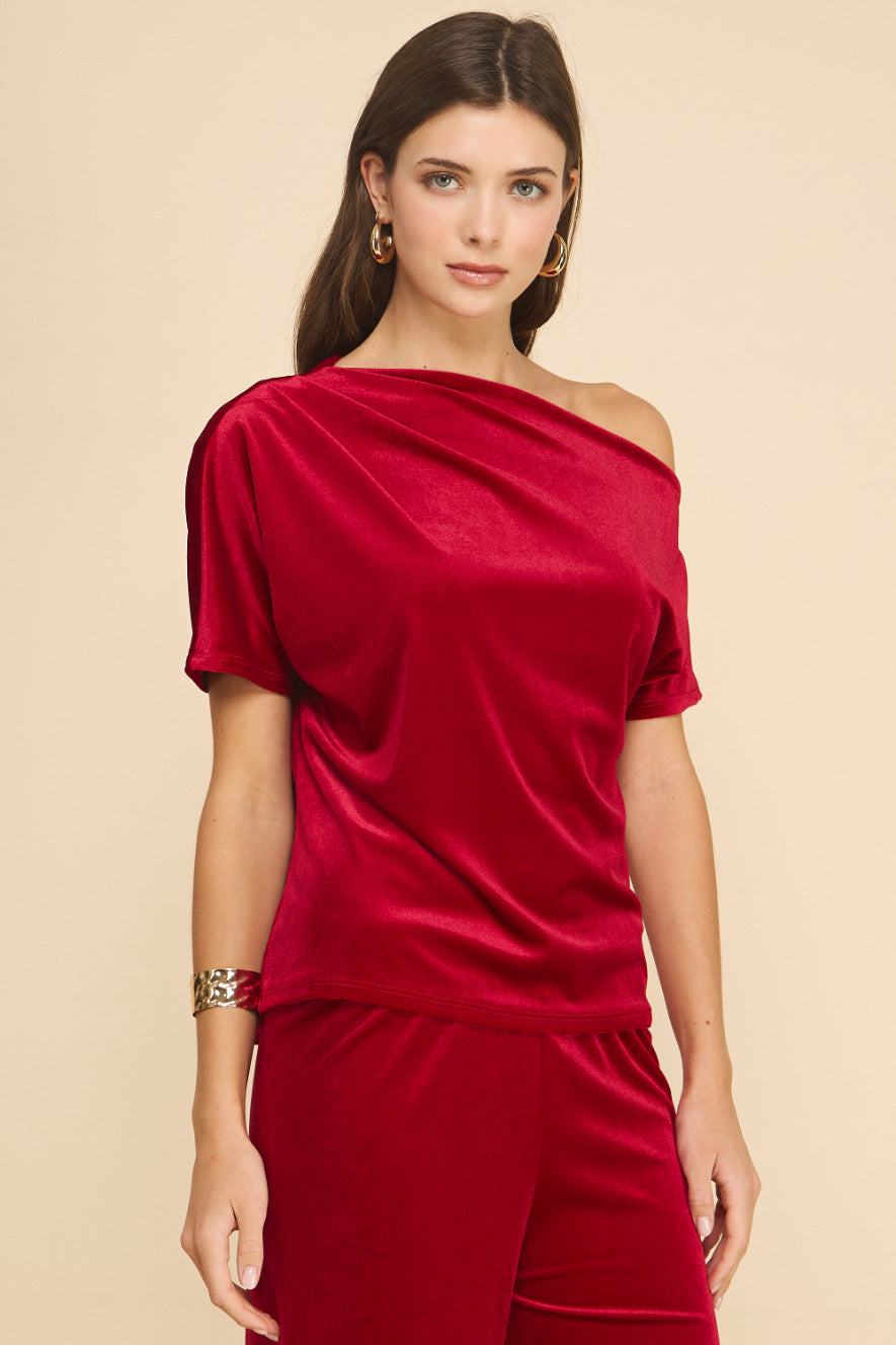 Velvet Allure One Shoulder Top