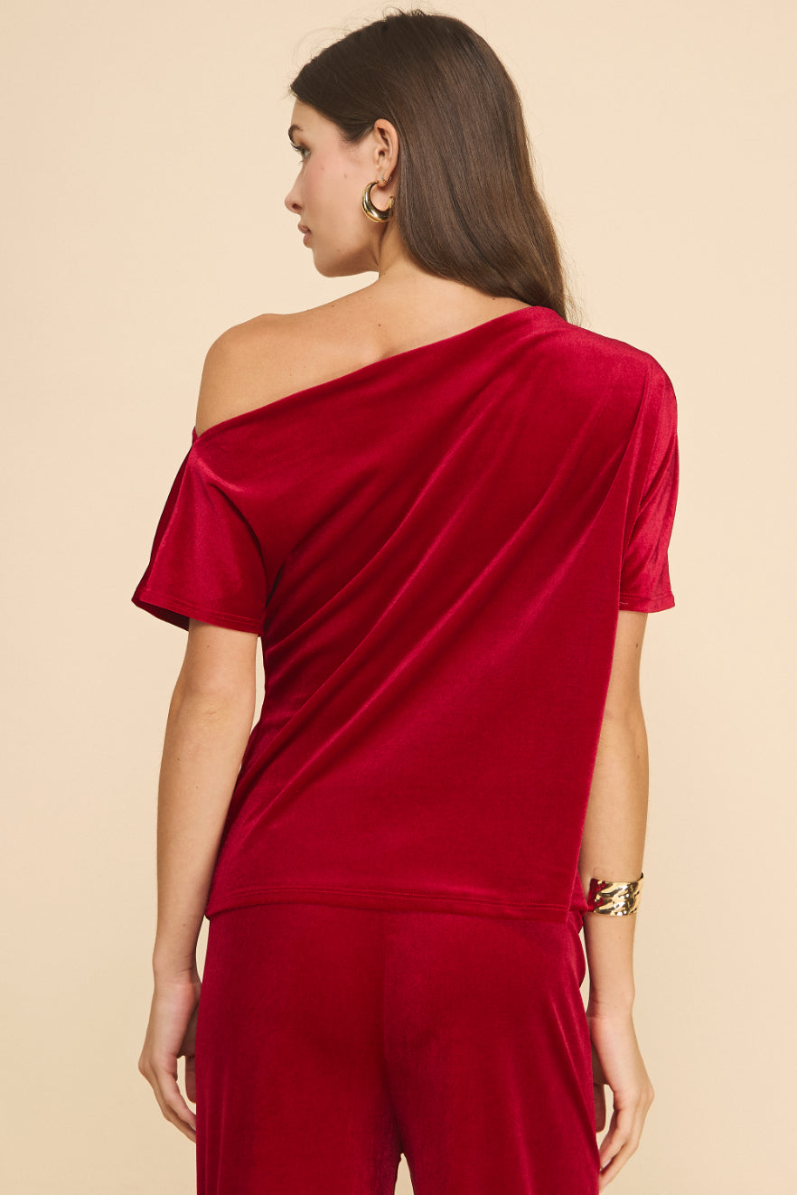 Velvet Allure One Shoulder Top